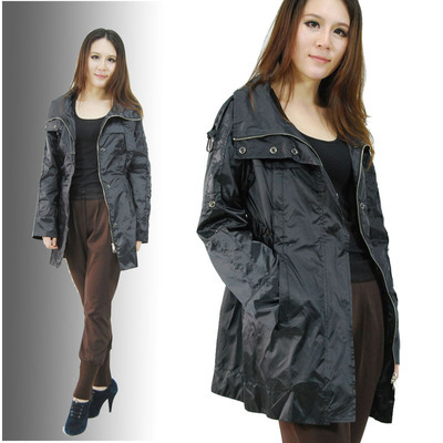 【【廠家批發 品質上乘】小額服裝批發黑色光澤好長風衣ZB006-2】價格,廠家,圖片,女式風衣、大衣,季玉榮(個體經營)-